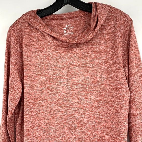 Womens Nike Hooded Running Top Marl Red Large EUC 2599 pullover - Picture 2 of 8